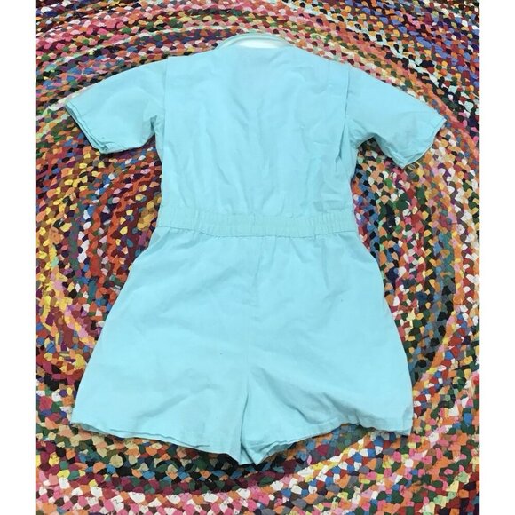 Vintage 80s Apricot Bay Aqua Summer Romper Indie Sleaze/Retro M - Picture 2 of 4
